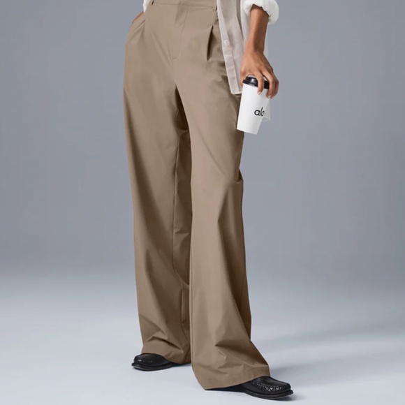 ALO Yoga Pants - Alo Yoga  Model S High-Waist Pursuit Trouser (Long) - Gravel--2